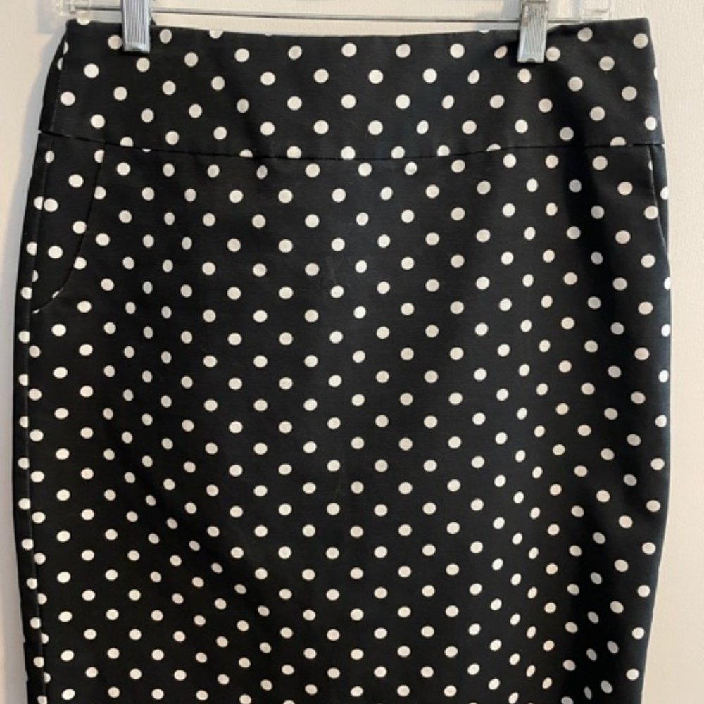 Merona Black White Polka Dot Pencil Skirt Size 4